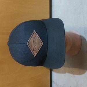 RVCA Stitched Leather Patch Logo Snapback Hat Cap Boy's Fit